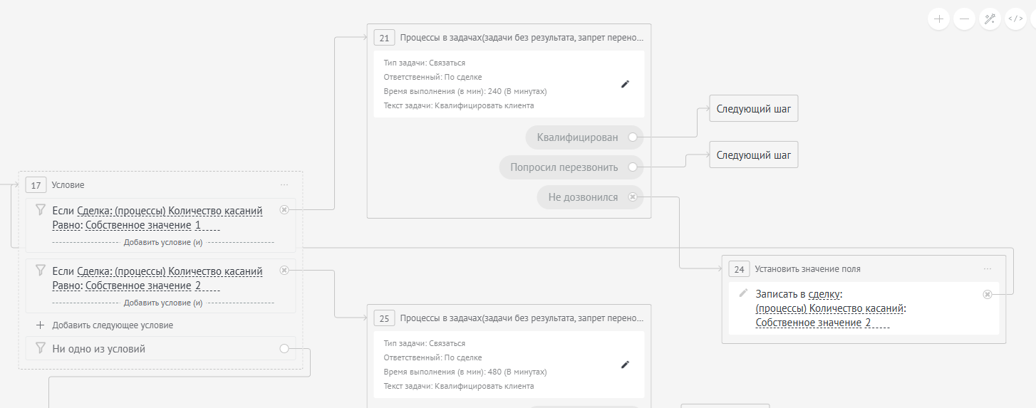 Установка количества касаний = 2
