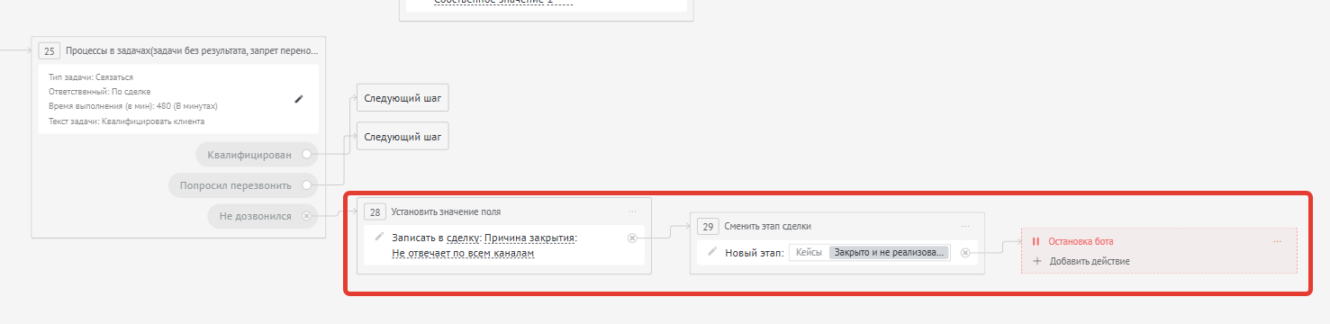 Финальная часть сценария с автозакрытием