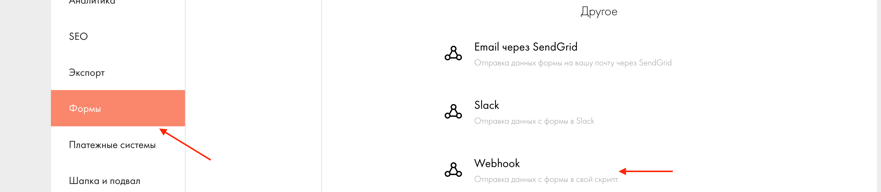 Подключение Webhook в Tilda