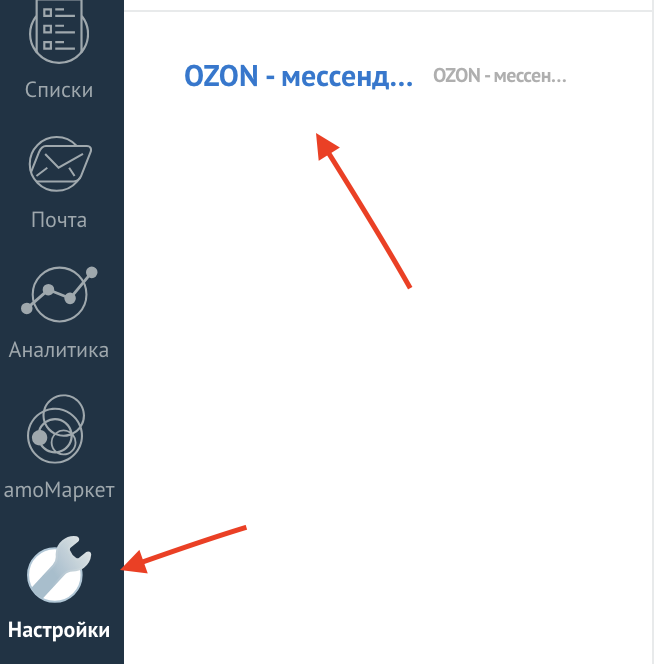 Раздел настройки виджета Ozon